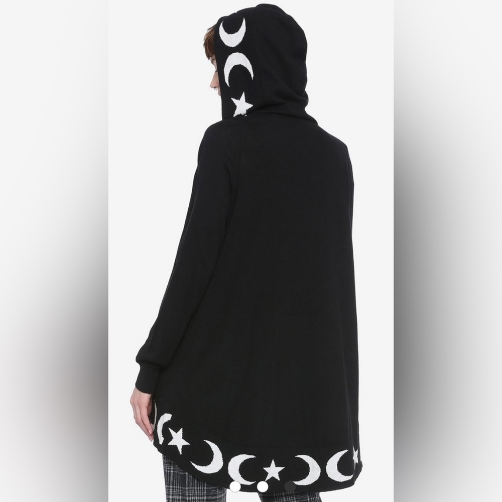 Moon Star Hot Topic Plus Size 3 (22-24) Flyaway Hooded Witchy Black Cardigan